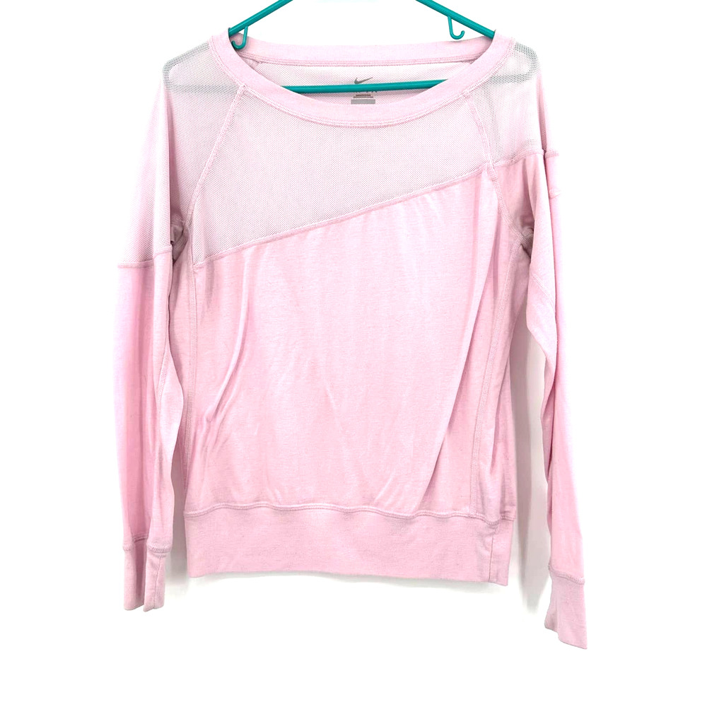 Nike Dri-Fit size Small pink pullover sweatshirt lightweight mesh upper